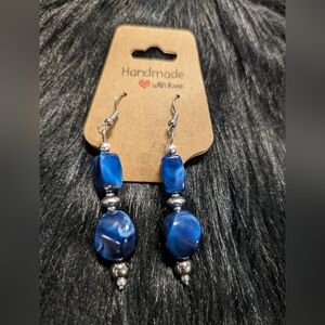 Handmade Navy Marble effect earrings